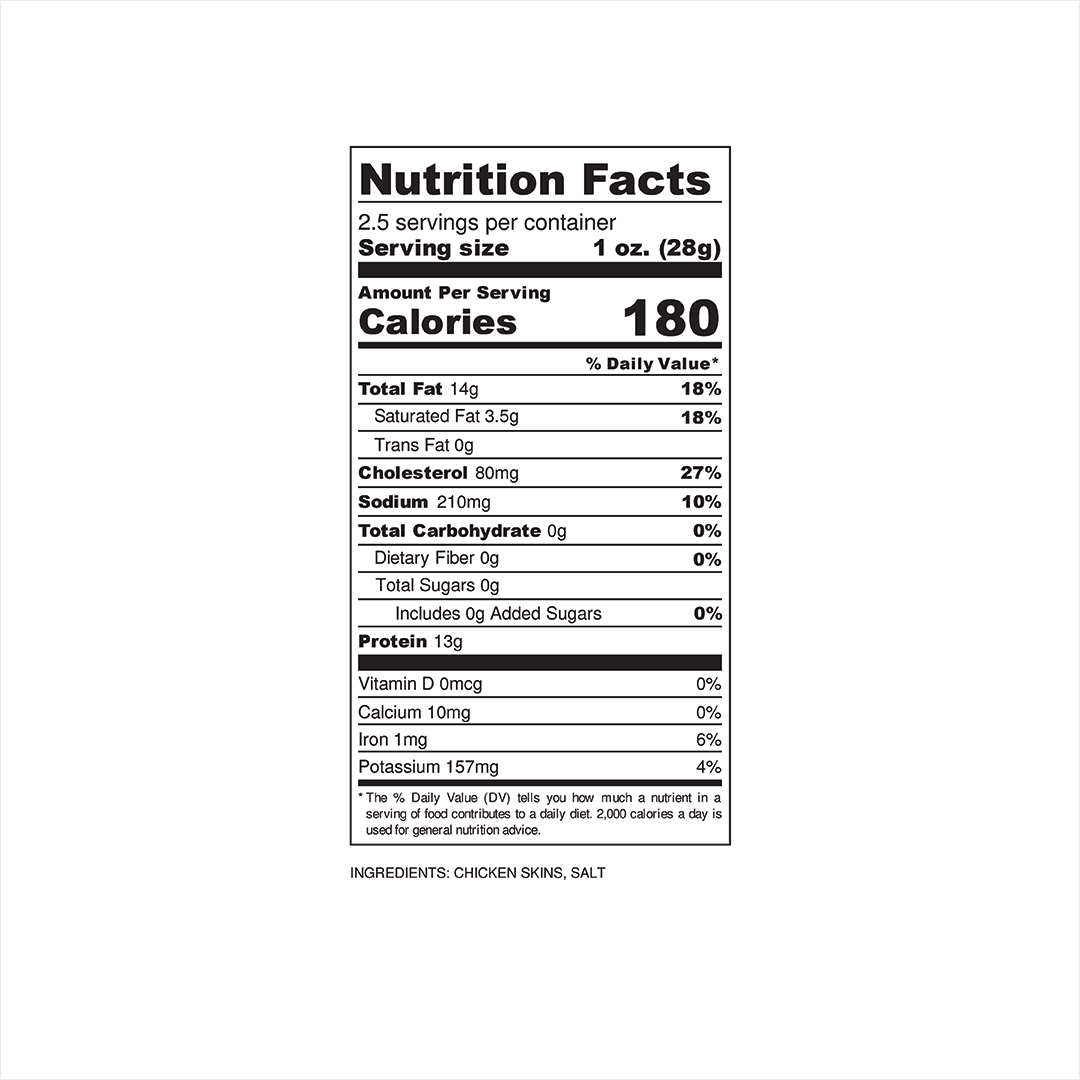 XL Flock Chicken Skin Crisps (2.5 OZ Bags)